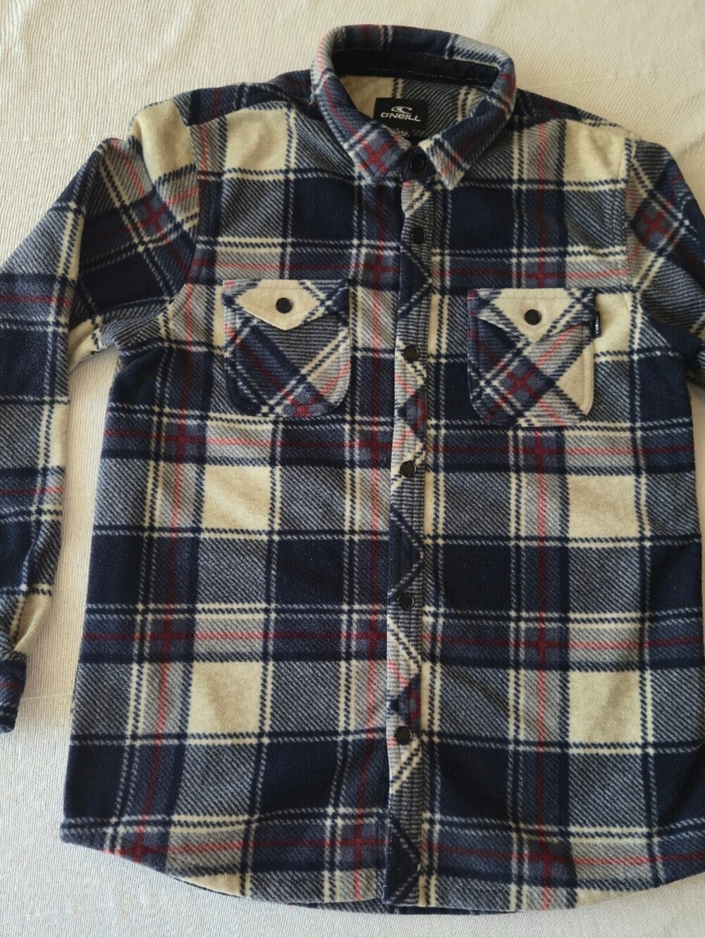 O'Neill women's Large Surfleece Plaid Button-Up Shirt Jacket